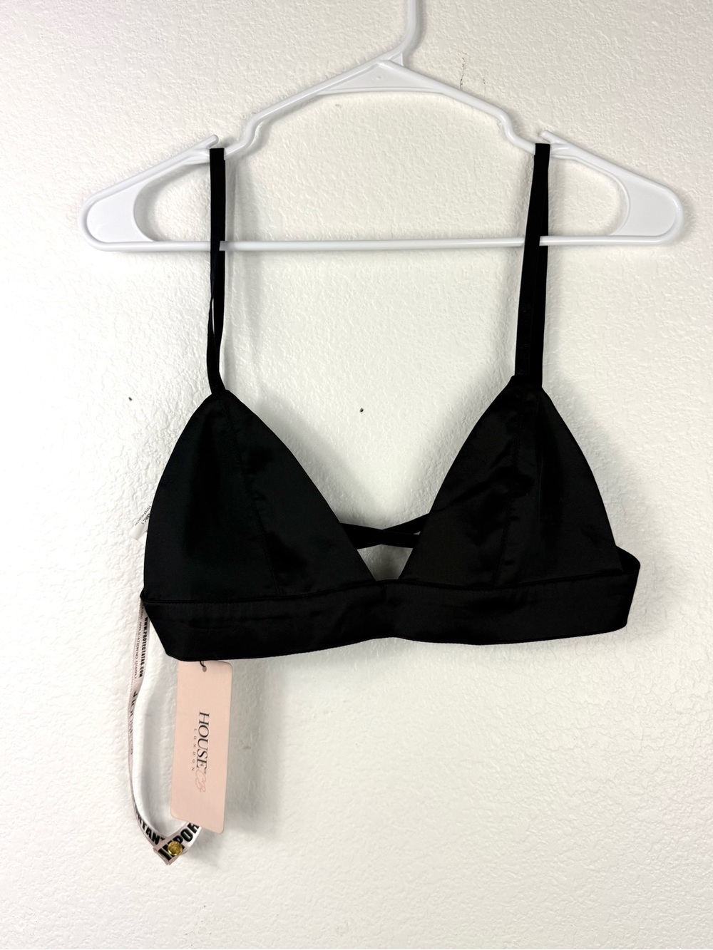 House of CB Black satin Bralette Top size M